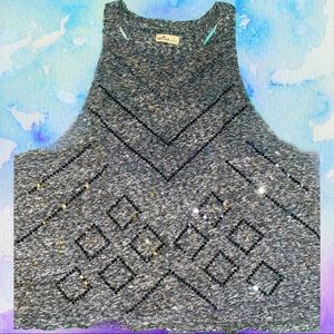 Hollister Size Small Beaded Flow Top Grey